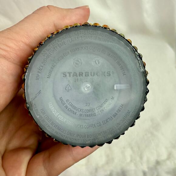 Starbucks Purple Copper Iridescent Rhinestone Studded Cold Reusable Cup & Straw - Picture 6 of 9